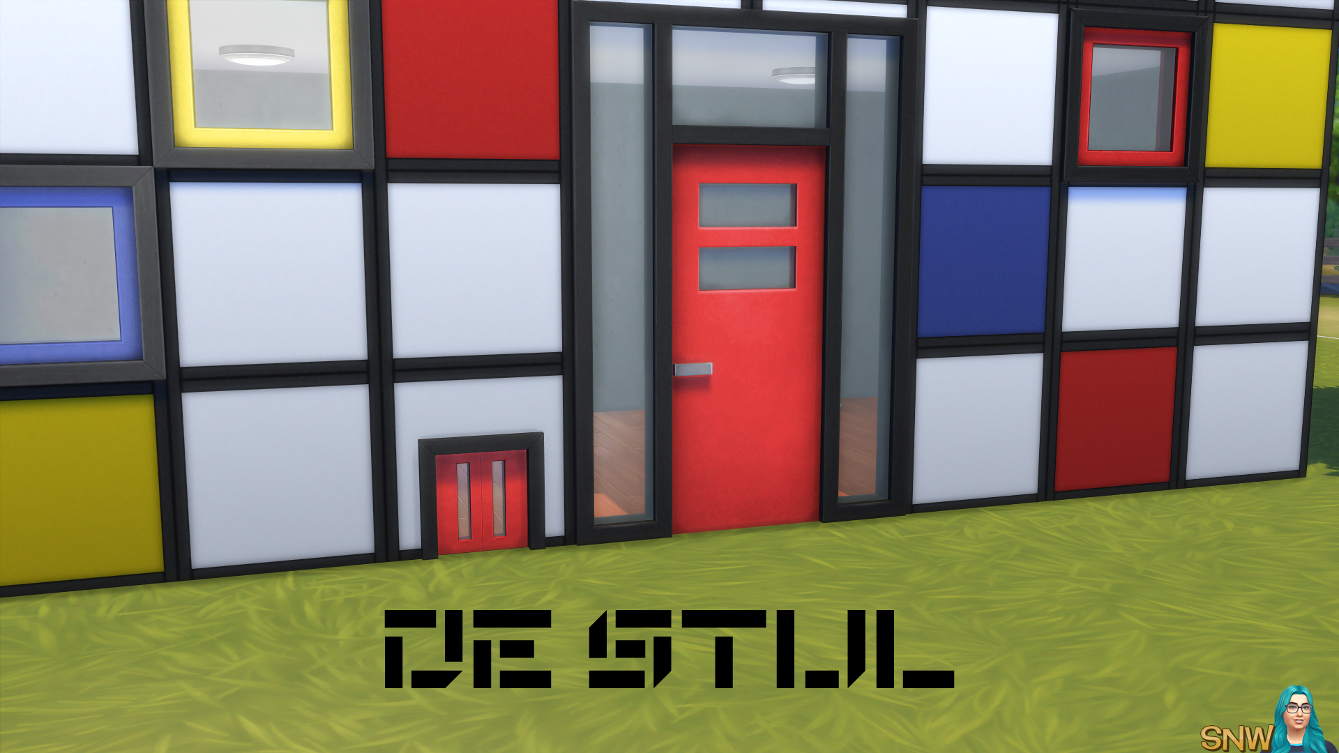 De Stijl Small Pet Door SNW SimsNetwork